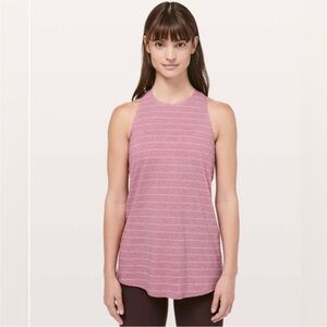 LULULEMON All Tied Up Athletic Tank Top Mauve Pink & White Stripe Size 2